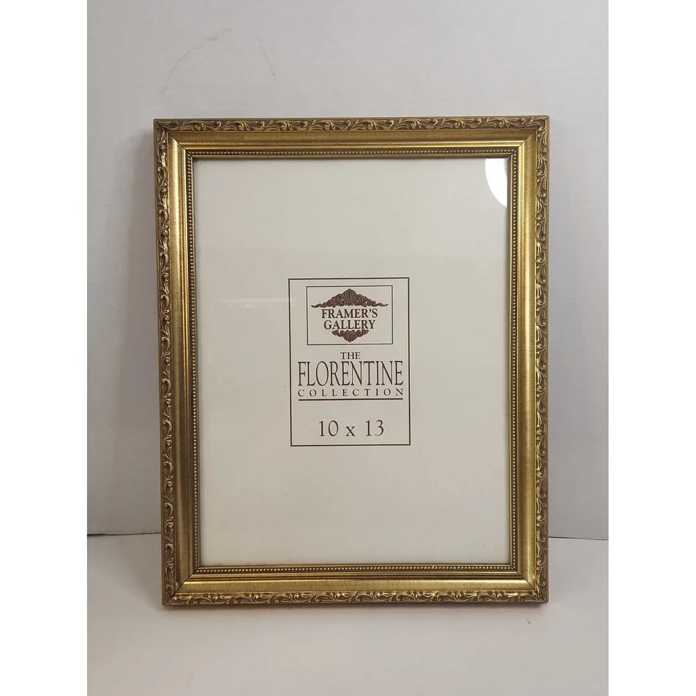 Vtg Solid Wood Ornate Goldtone Picture Frame 10x13 Florentine Collection Gilt